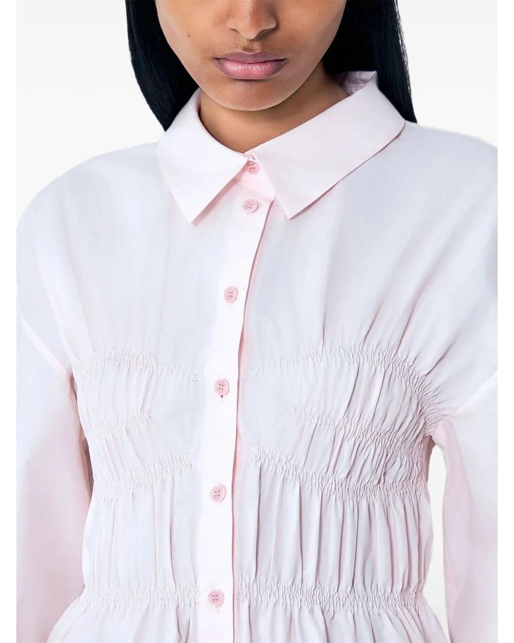 CECILIE BAHNSEN White Smocked Poplin Shirt