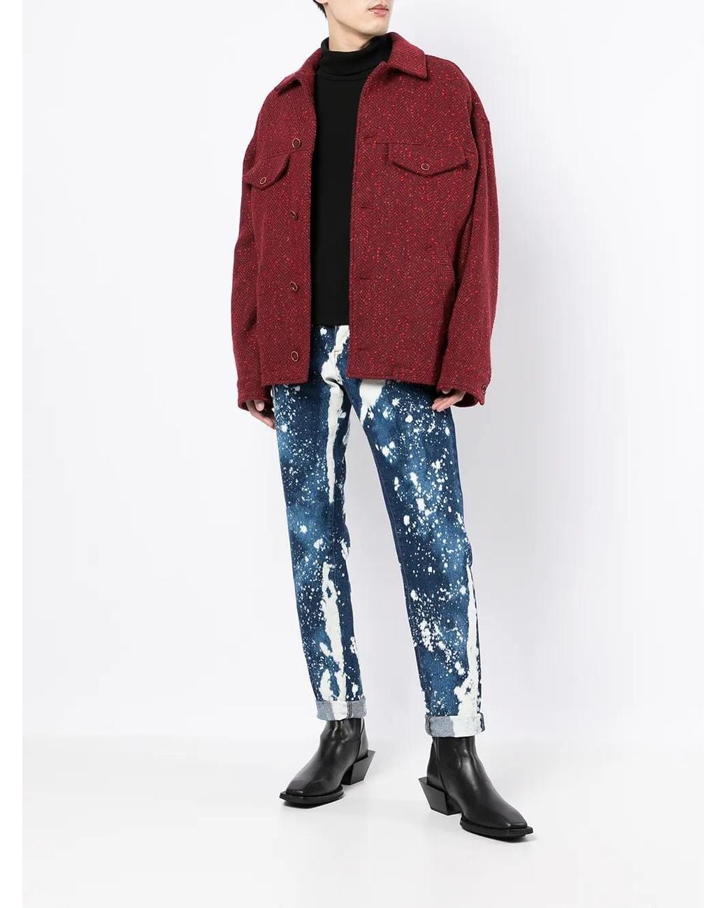 Marni Red Herringbone-Effect Jacket for men
