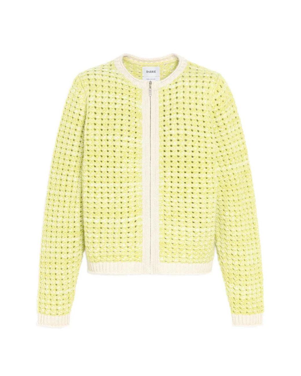 Barrie Yellow Crochet-Knit Zip-Up Cardigan