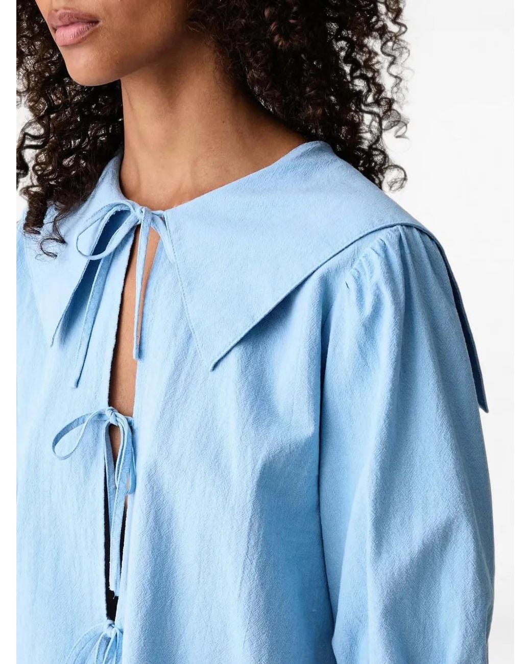 Marc O' Polo Blue Tie-Fastening Sailor-Collar Blouse