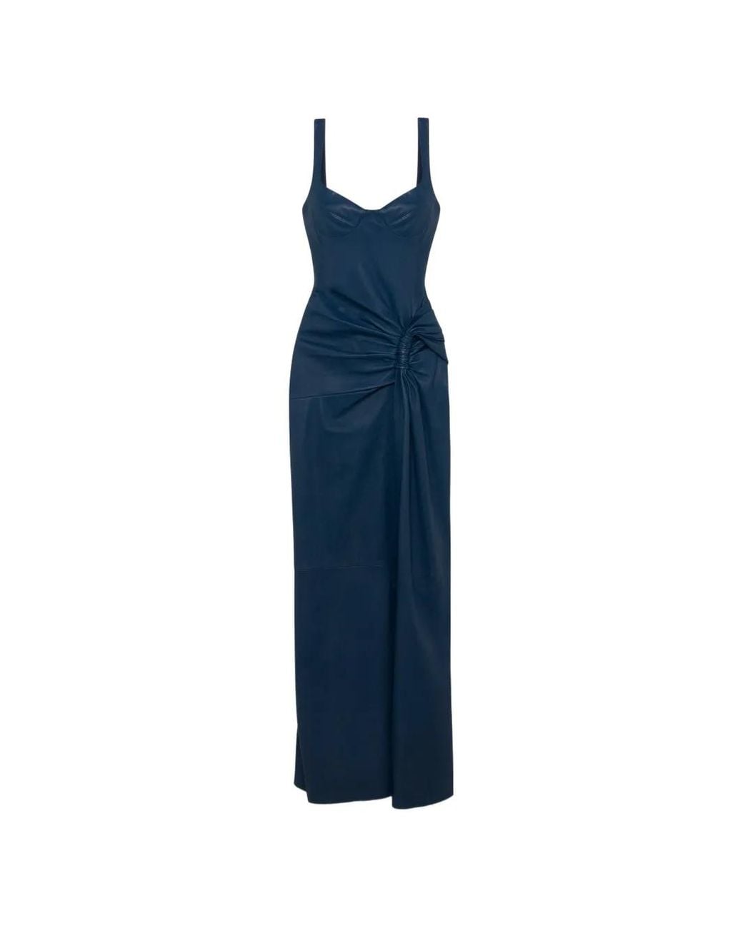 Jonathan Simkhai Blue Robe Longue Lyle À Design Drapé En Cuir