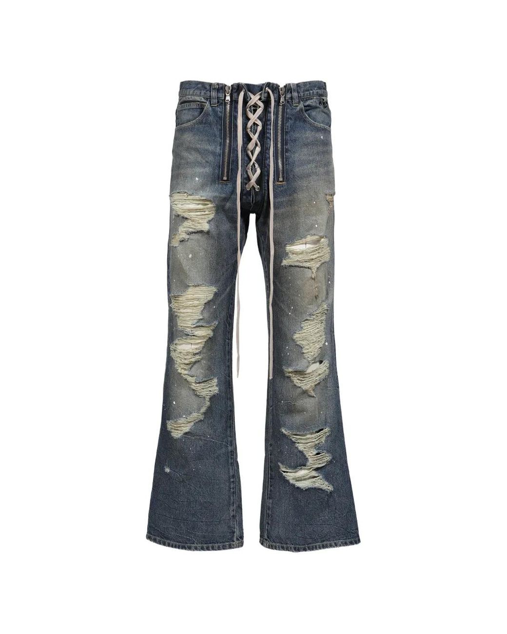 JUN/NAKAYAMA Blue Distressed Wide-Leg Jeans for men