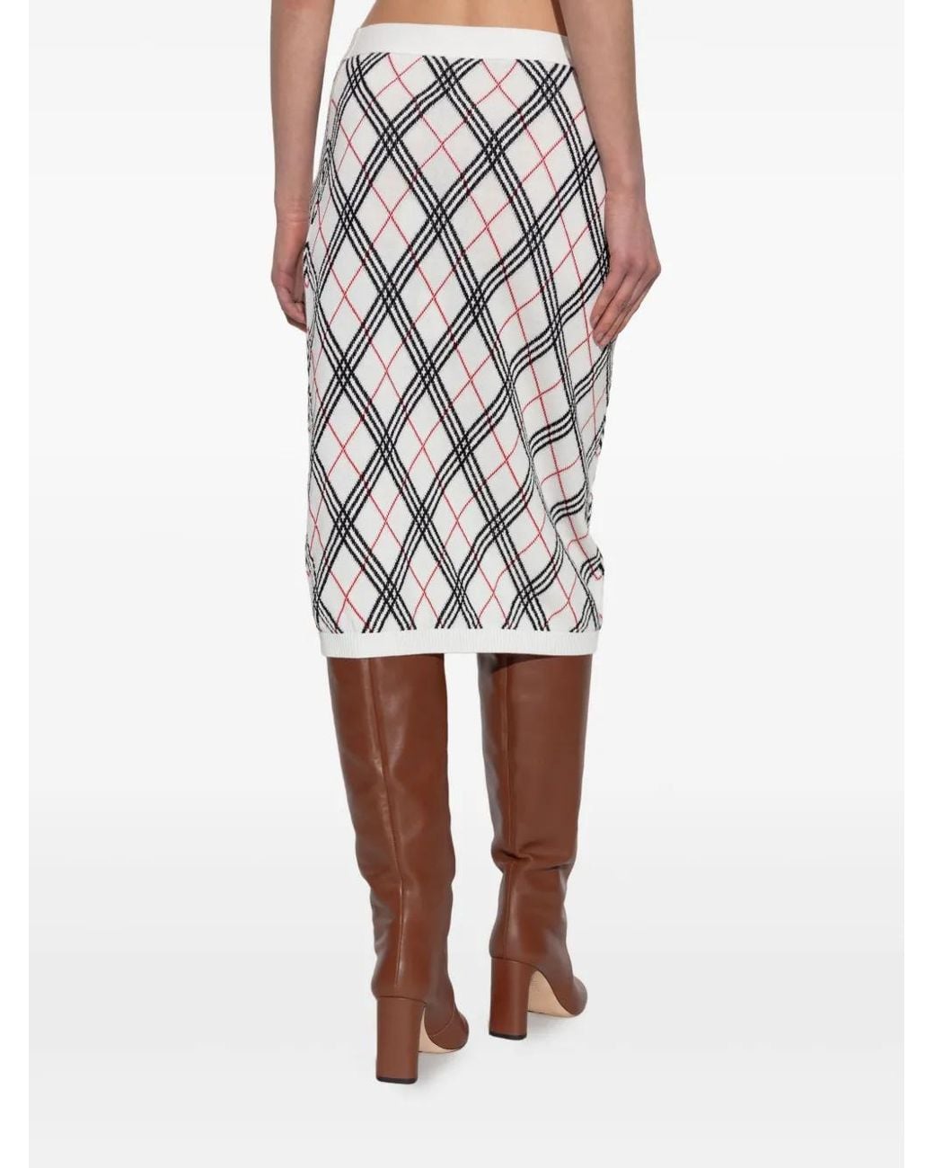 Burberry Gray Knitted Skirt With Check