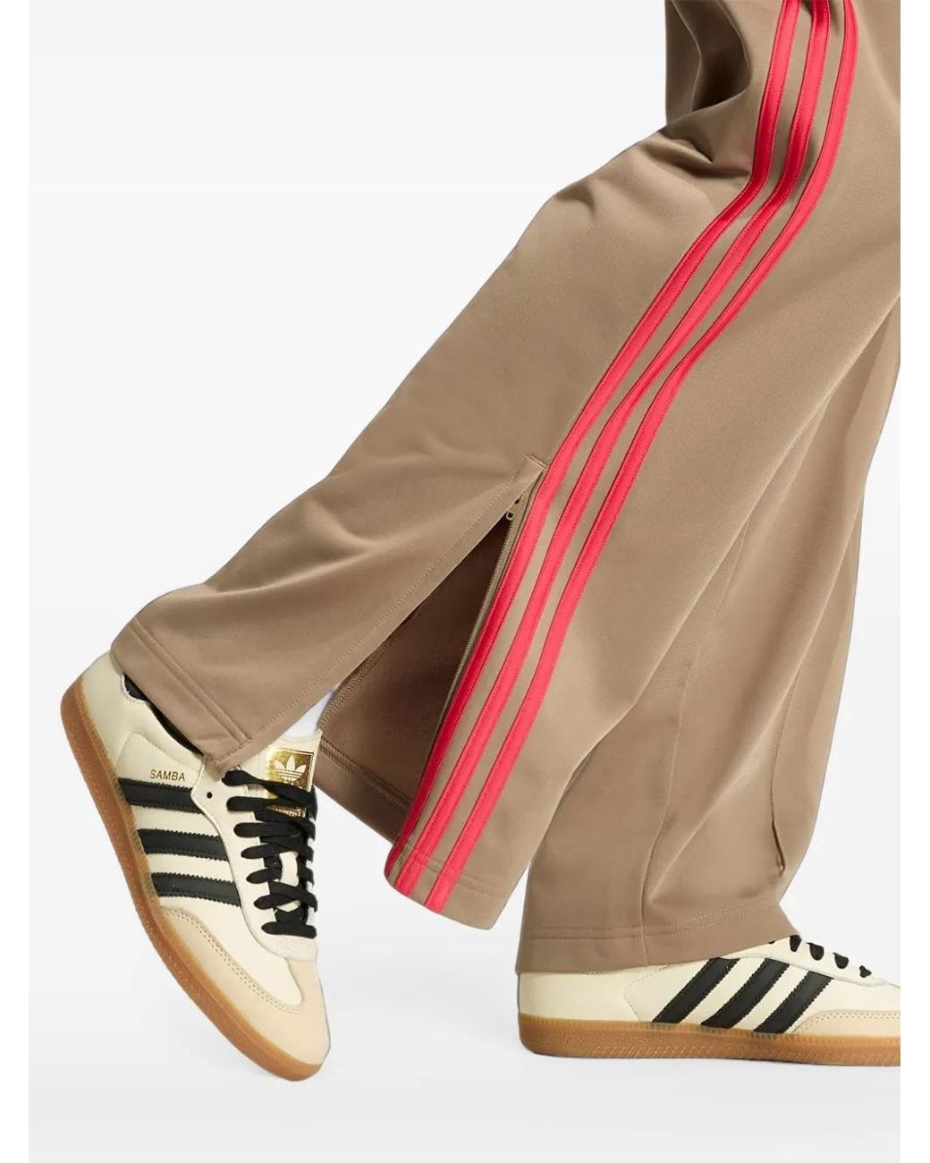 Adidas Brown Side-Stripe Track Pants