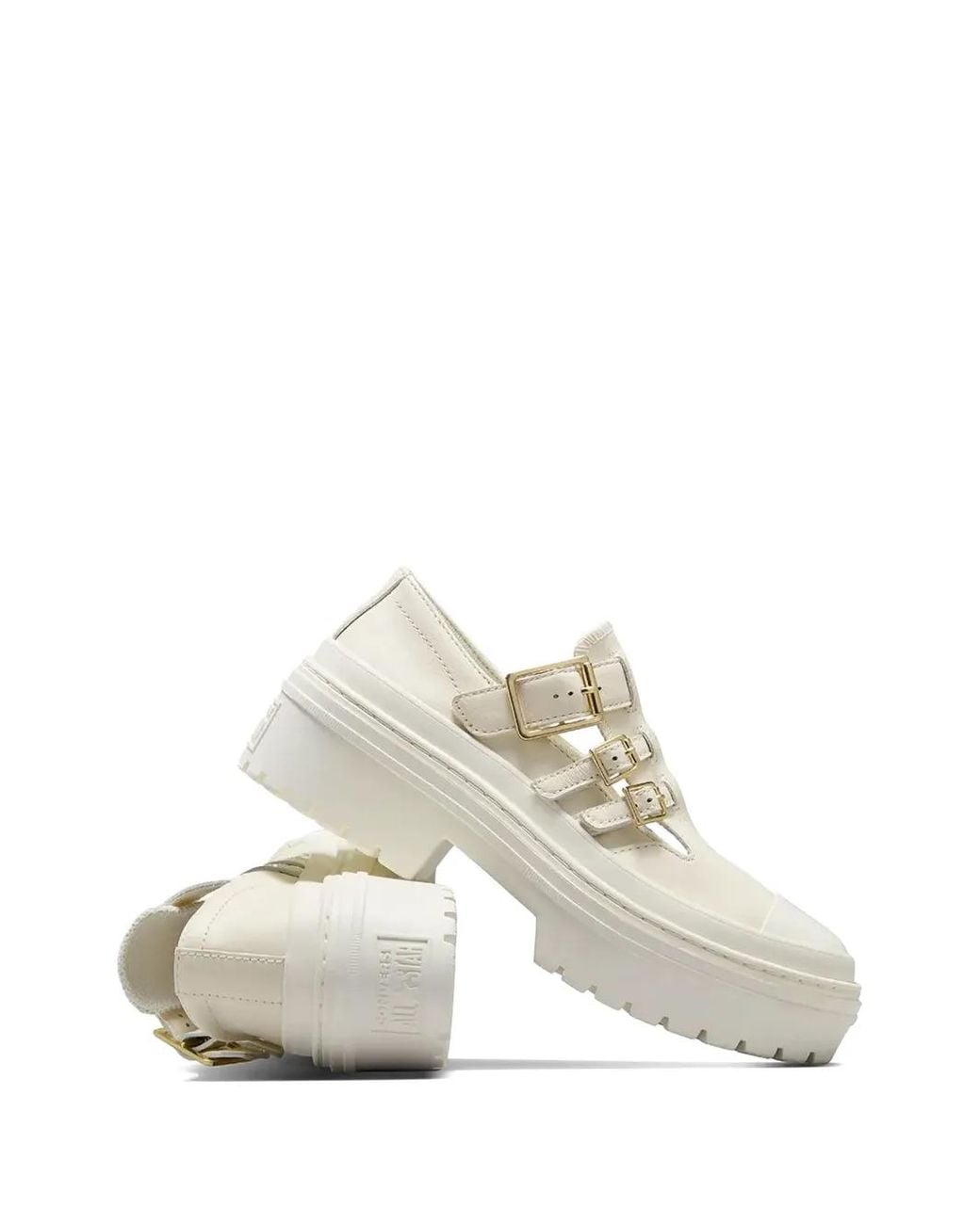 Converse White Buckle-Strap Cut-Out Sneakers