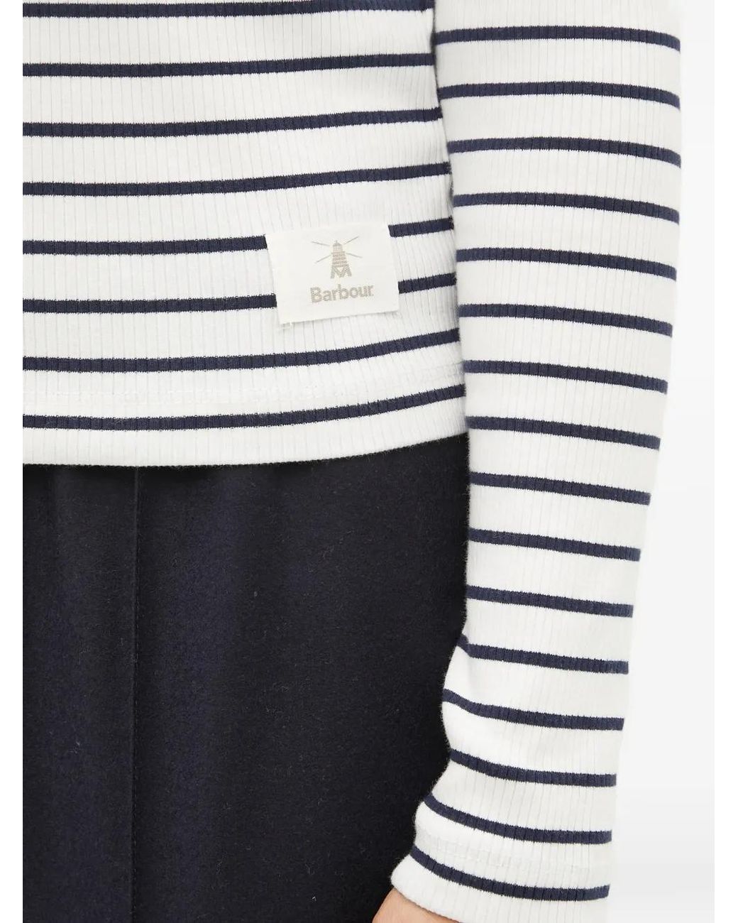 Barbour White Striped Long-Sleeved Top