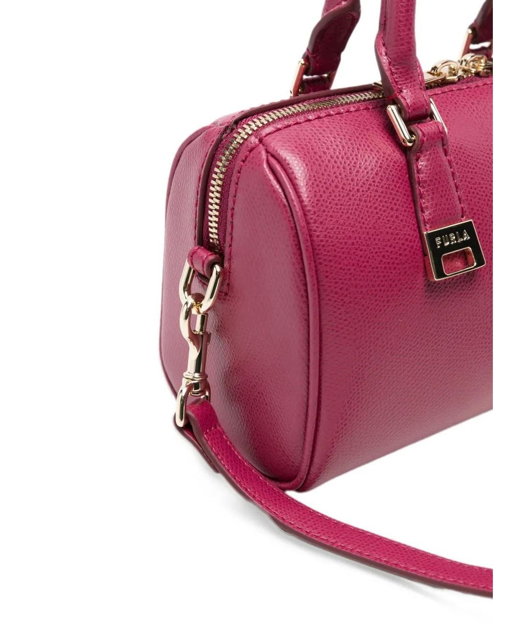 Furla Purple Logo-Plaque Pebbled-Effect Mini Bag