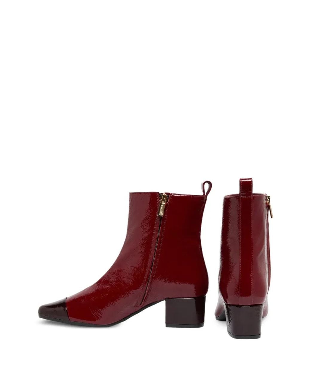 CAREL PARIS Red Bottines Esther En Cuir Verni