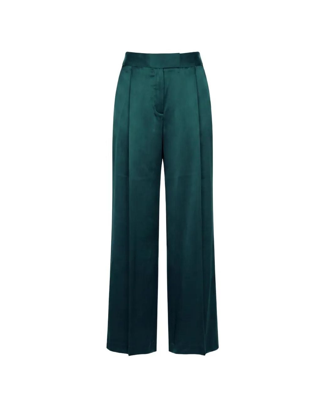 The Sei Green Pleated Silk Trousers