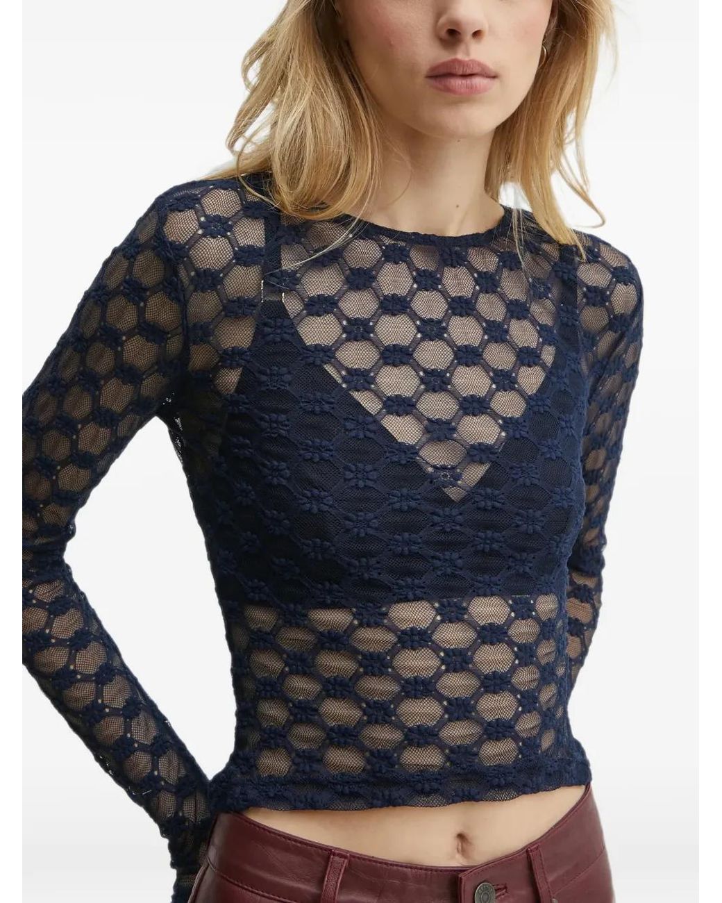 Bardot Blue Adoni Long-Sleeve Top