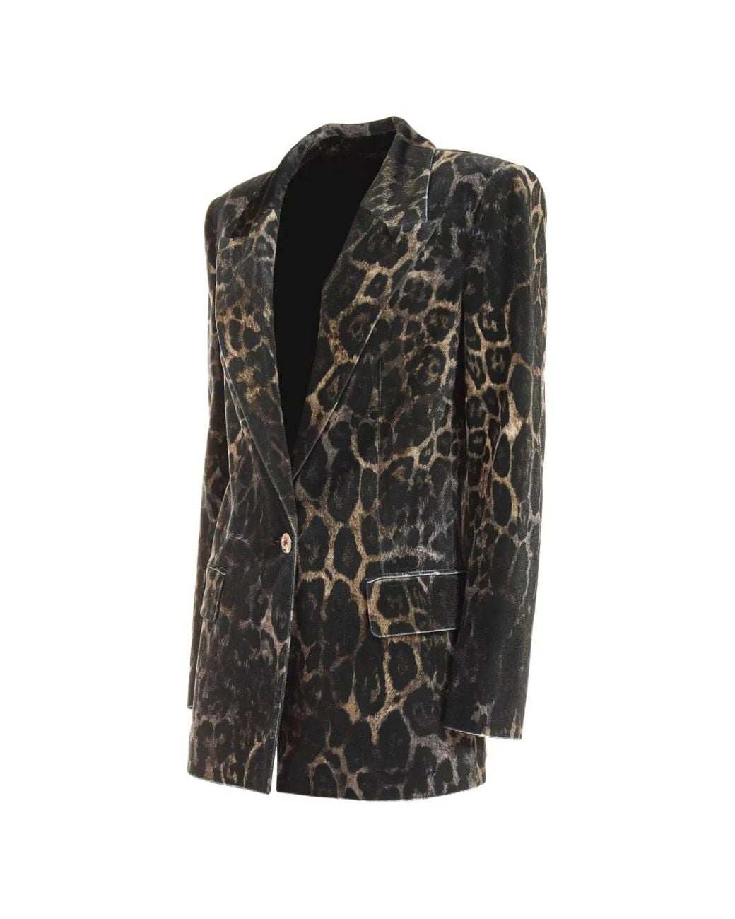 Just Cavalli Black Leopard-Print Blazer
