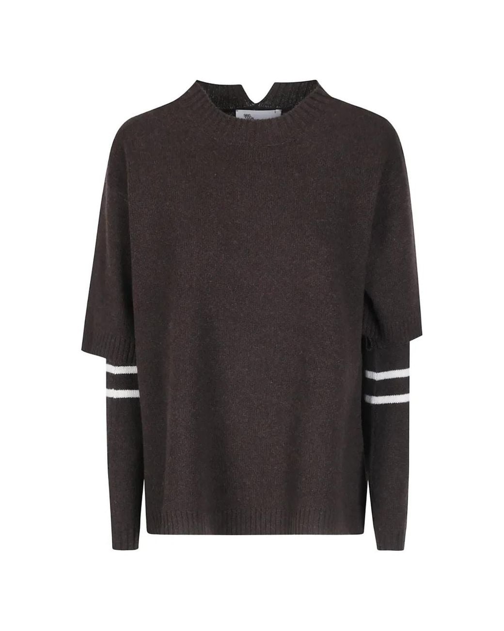 Sibel Saral Black Layered-Sleeve Crew-Neck Sweater