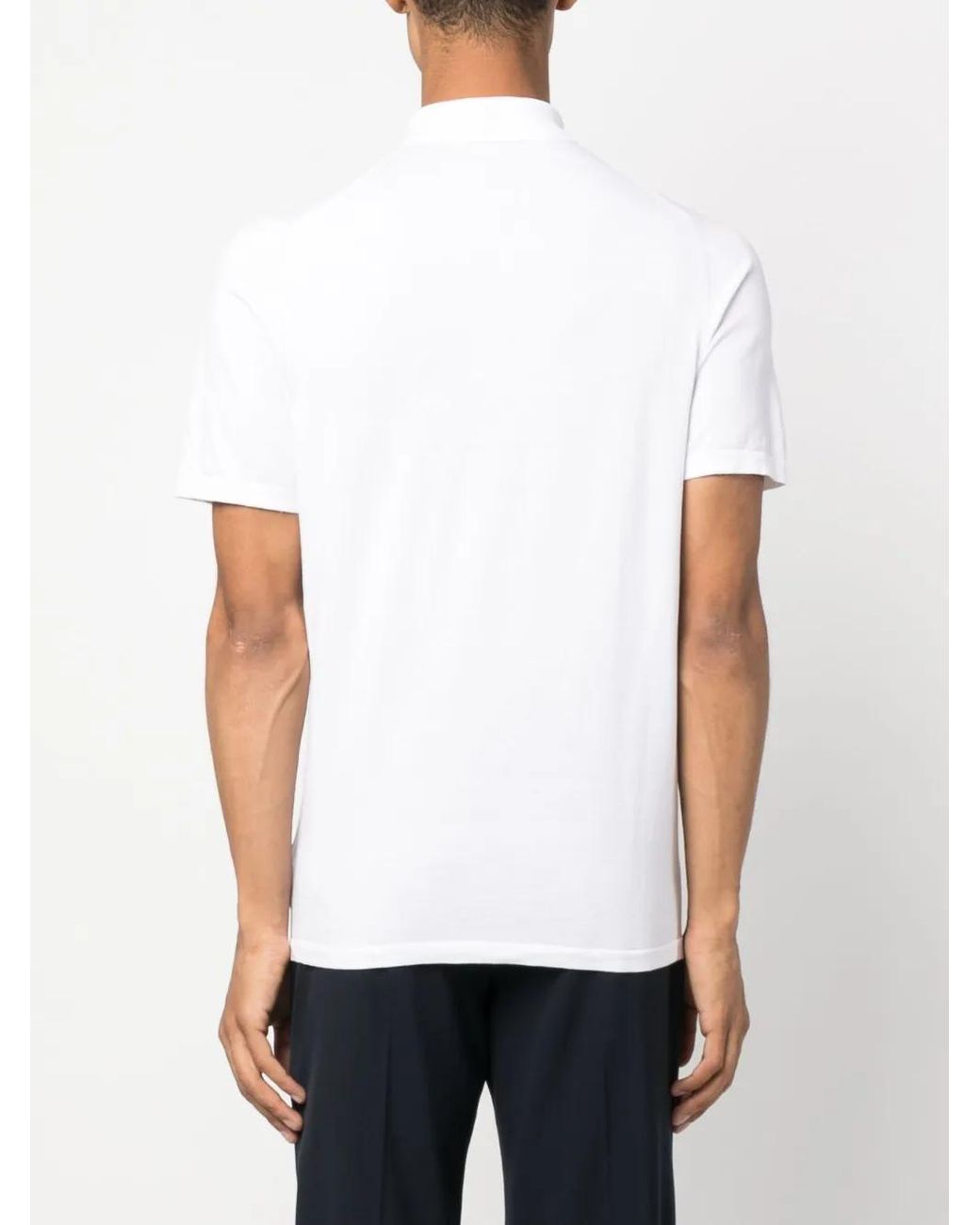 Fedeli White Short-Sleeved Cotton Polo Shirt for men
