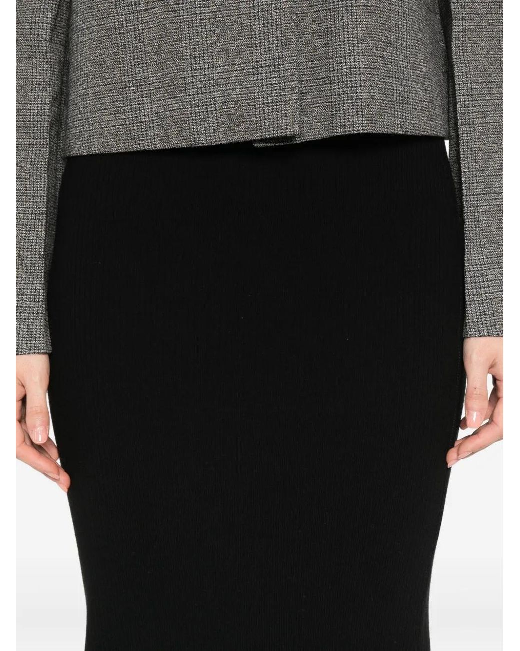 Wardrobe NYC Black Ribbed Midi Skirt