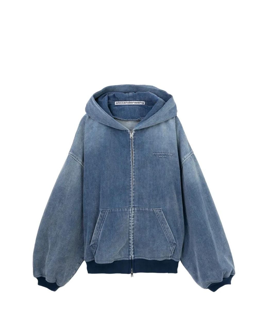 Alexander Wang Brushed-Denim Oversized Hoodie in Blue | Lyst