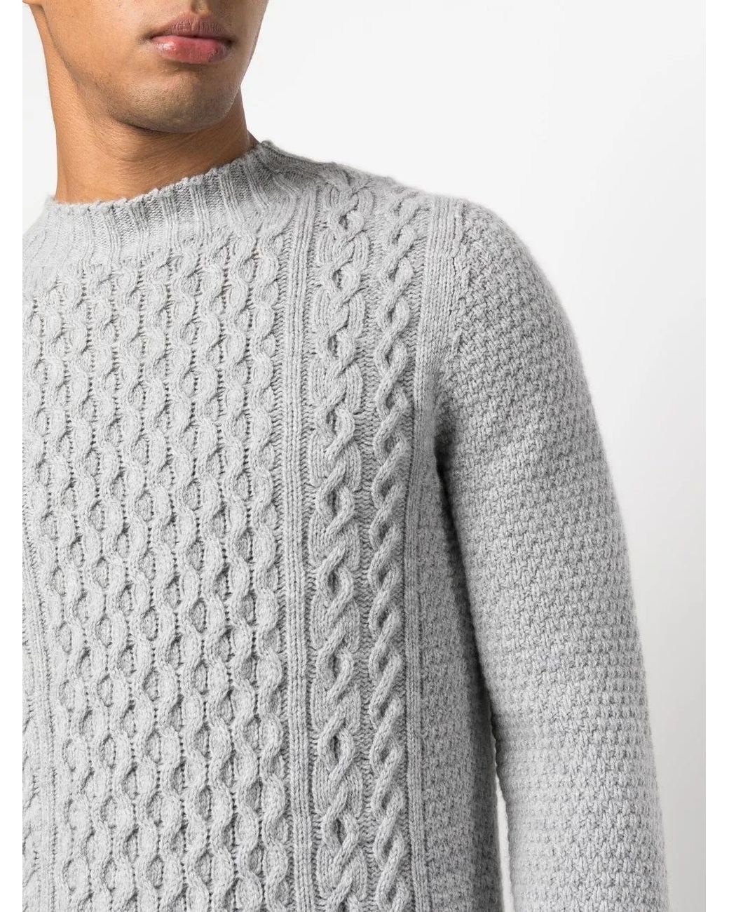 Drumohr Gray Cable-Knit Fitted Jumper for men
