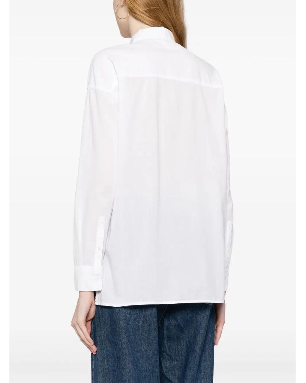 James Perse White Spread-Collar Poplin Shirt