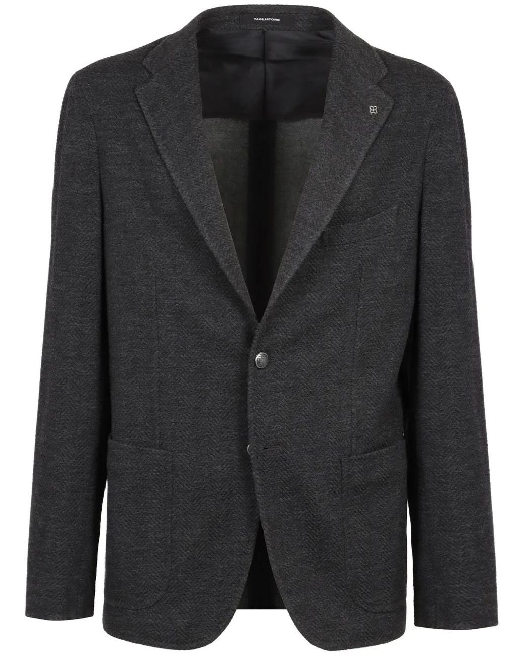 Tagliatore Black Chevron-Pattern Blazer for men