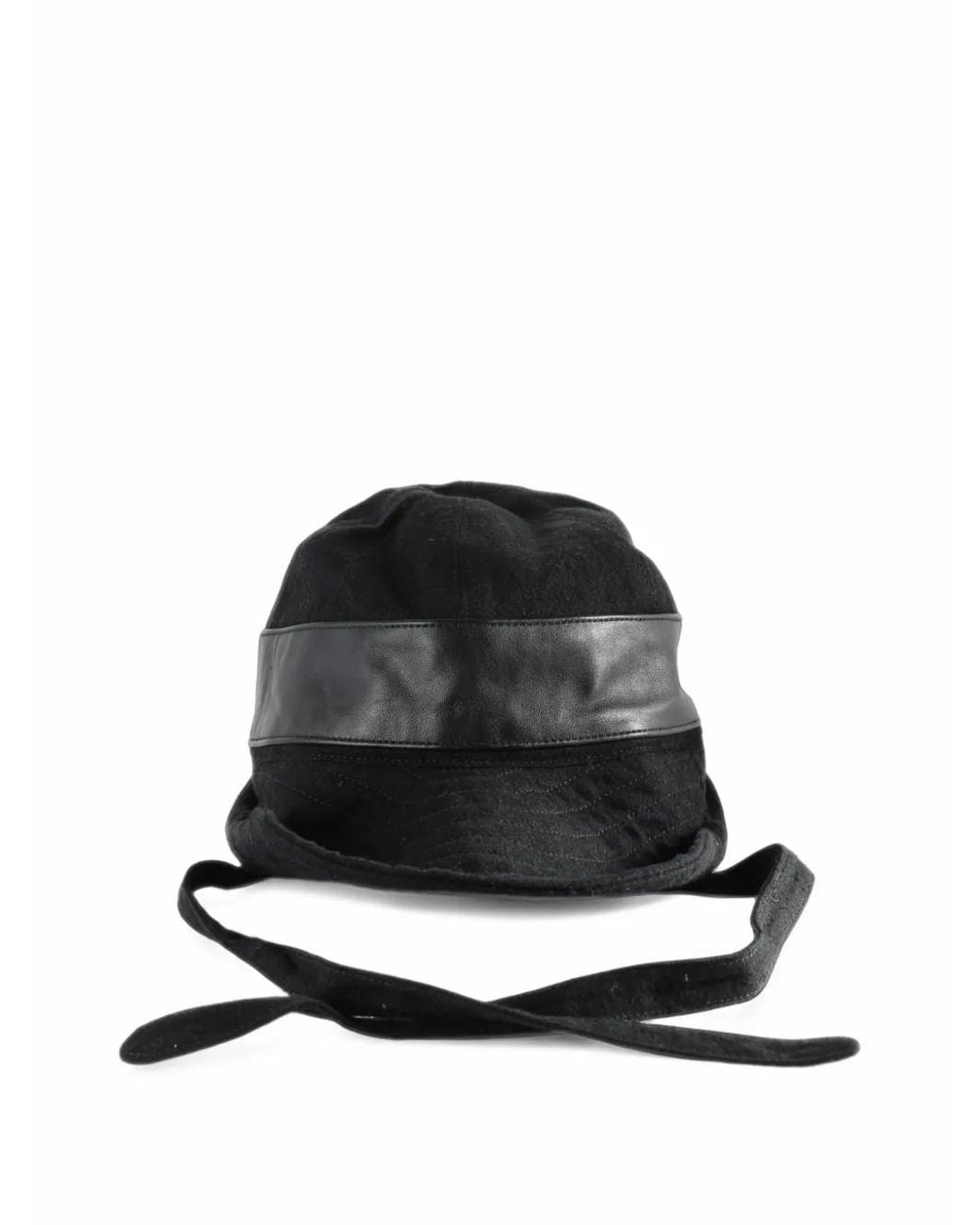 Ziggy Chen Black Hybrid Leather-Trim Bucket Hat for men