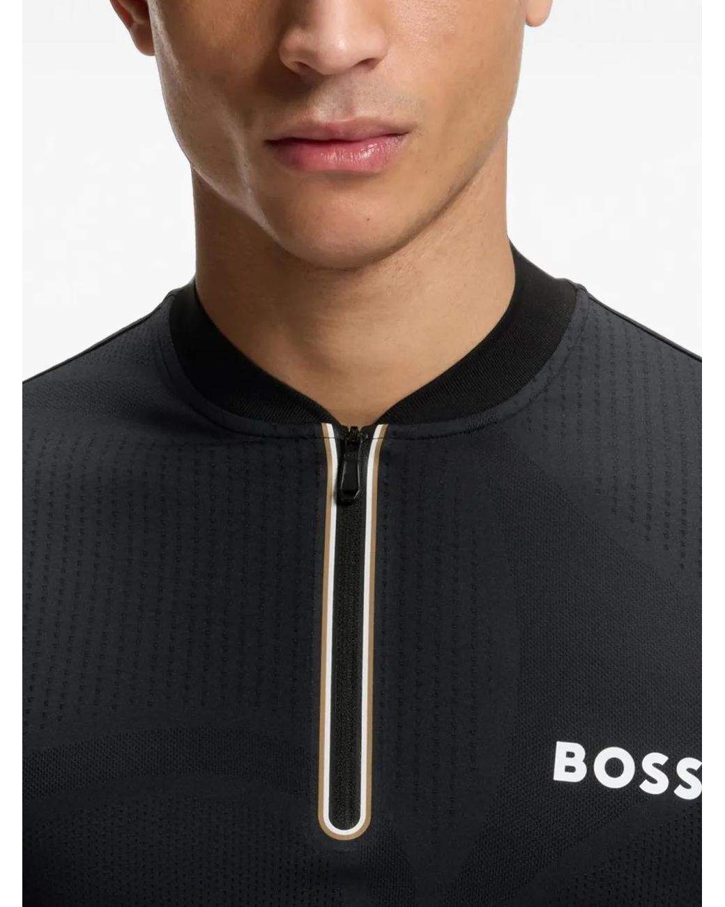 Boss Black Polo Zippé À Design Perforé for men