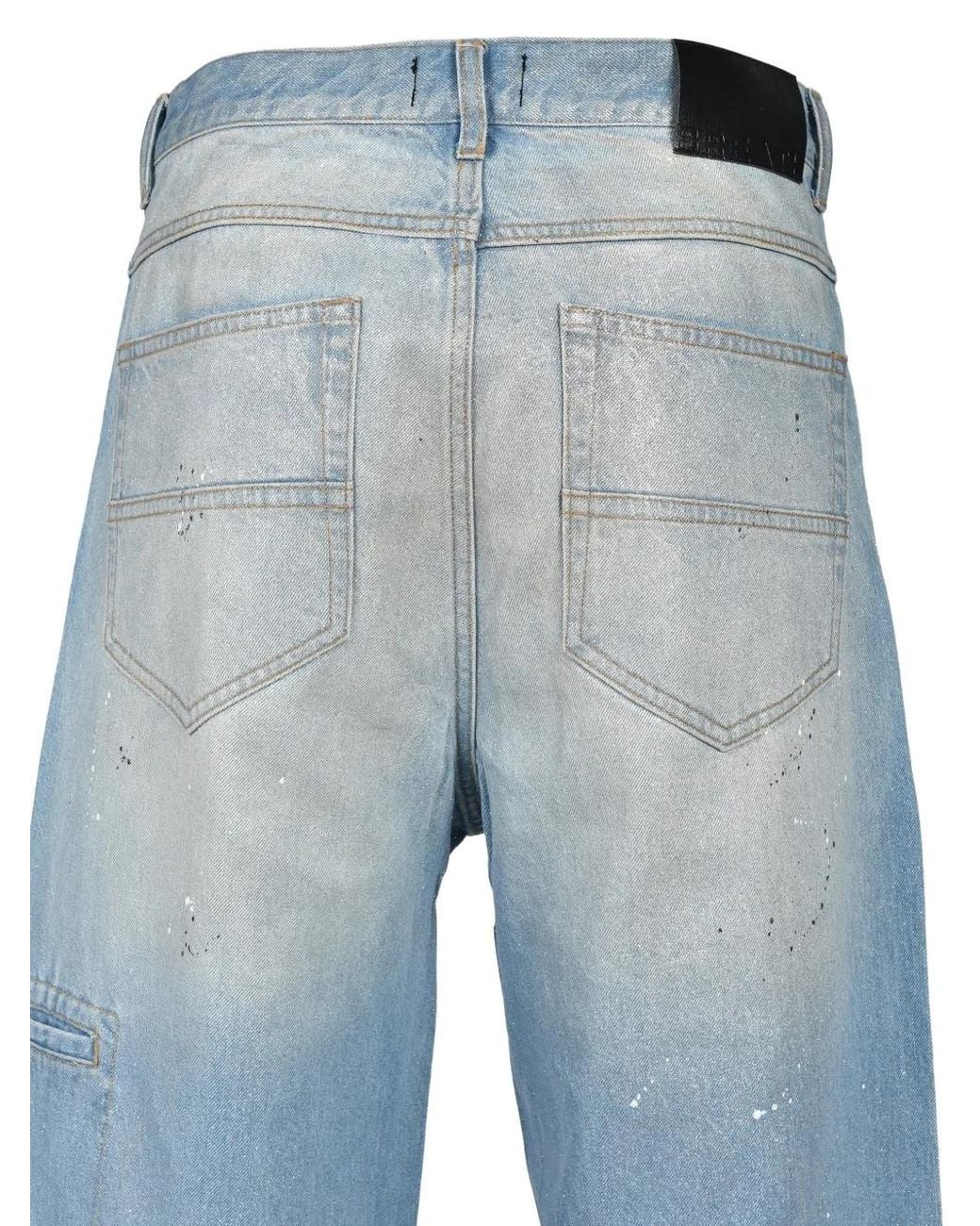 BREATH Blue Glitter-Coated Distressed Jeans for men
