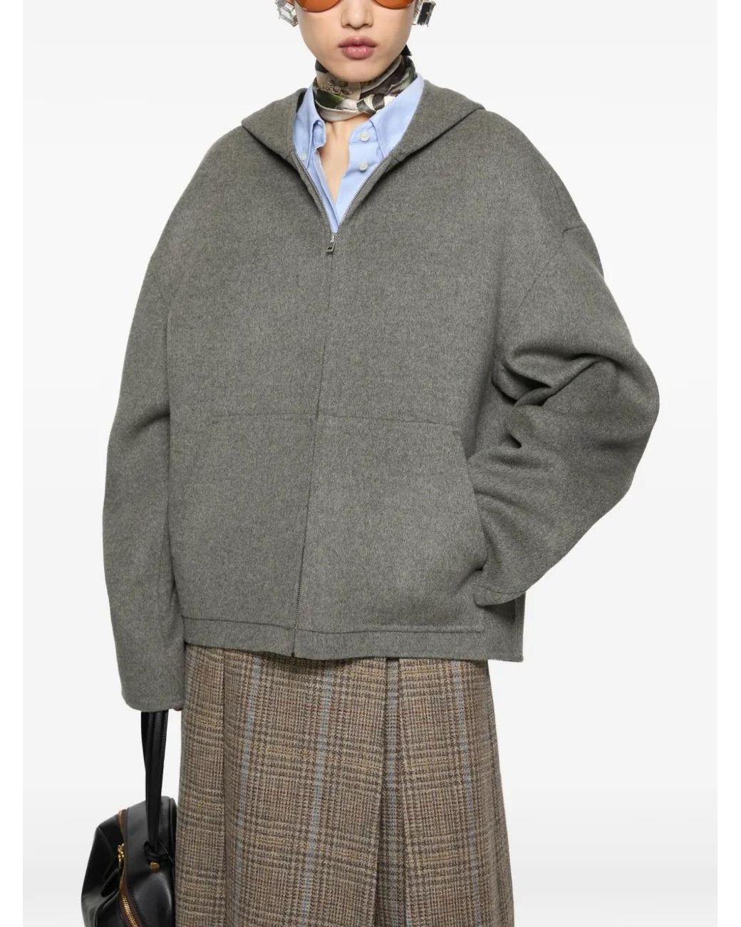 Acne Gray Cashmere Jacket With Hood for men