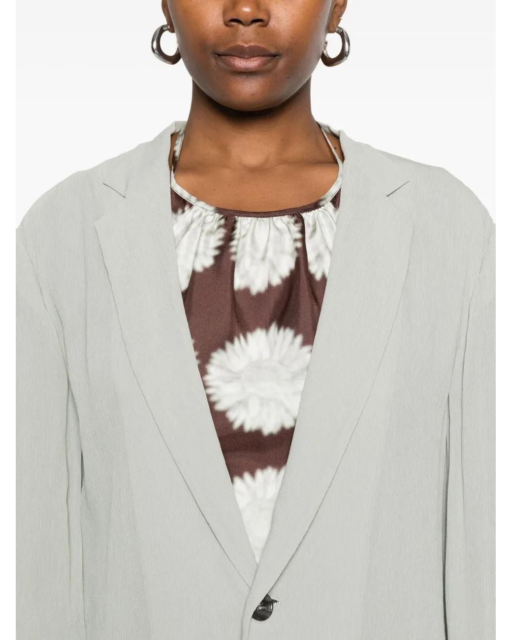 Alberta Ferretti Gray Single-Breasted Pocket Jacket