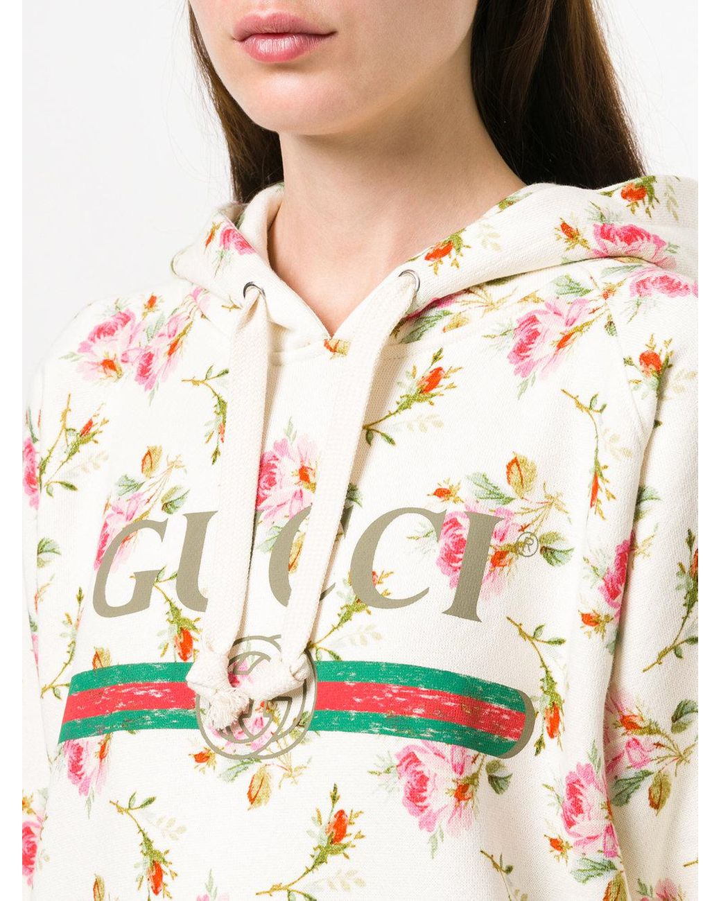 Gucci Floral Logo Hooded Sweatshirt | Lyst