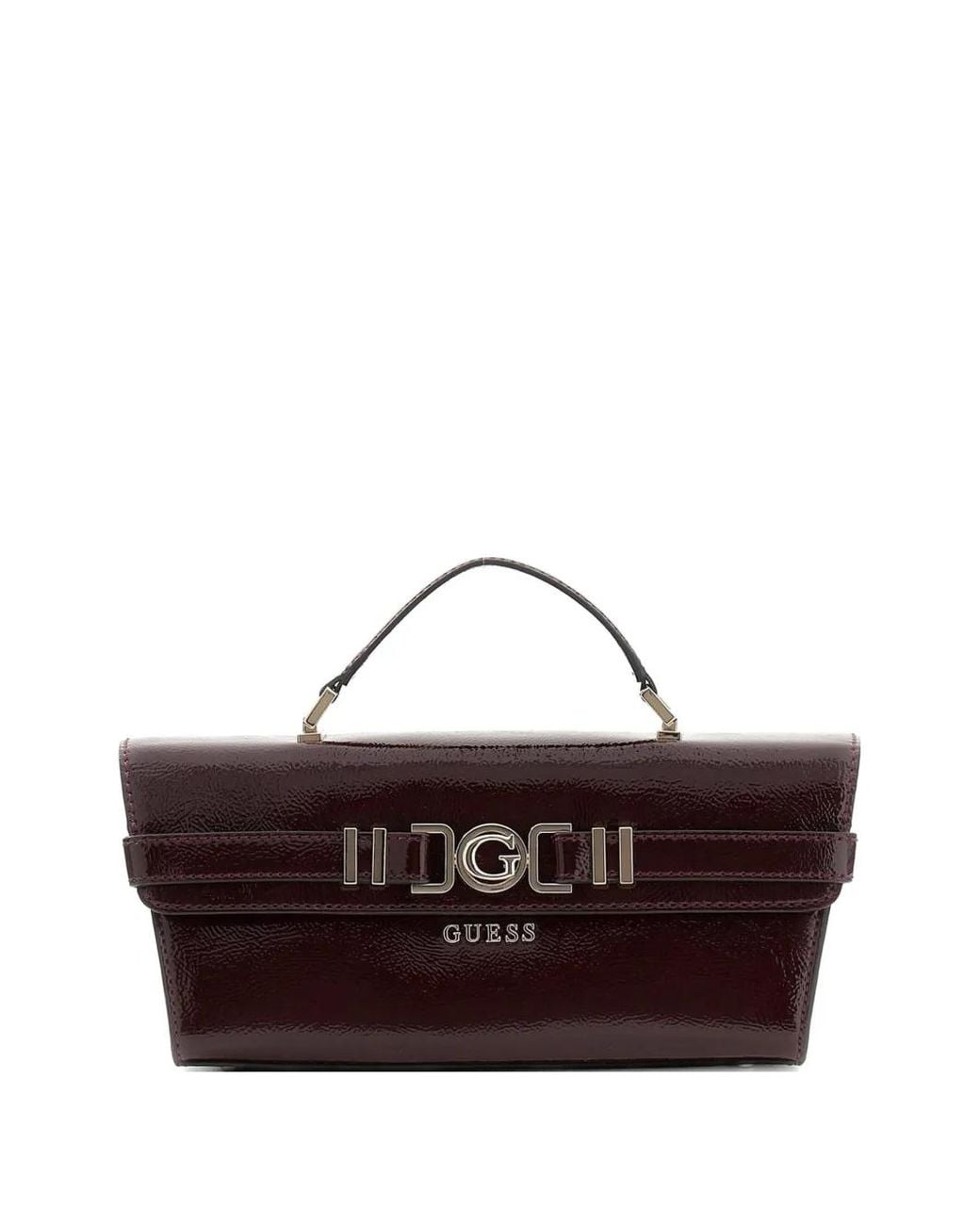 Guess Brown Cirene Patent Handbag