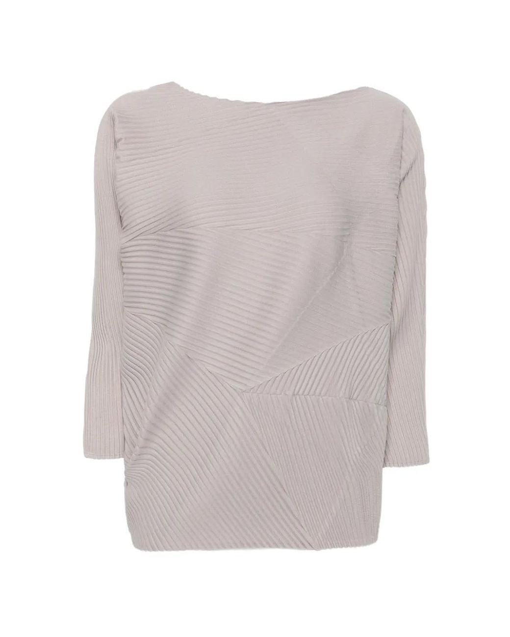 MEIMEIJ White Plissé-Effect Boat-Neck Blouse