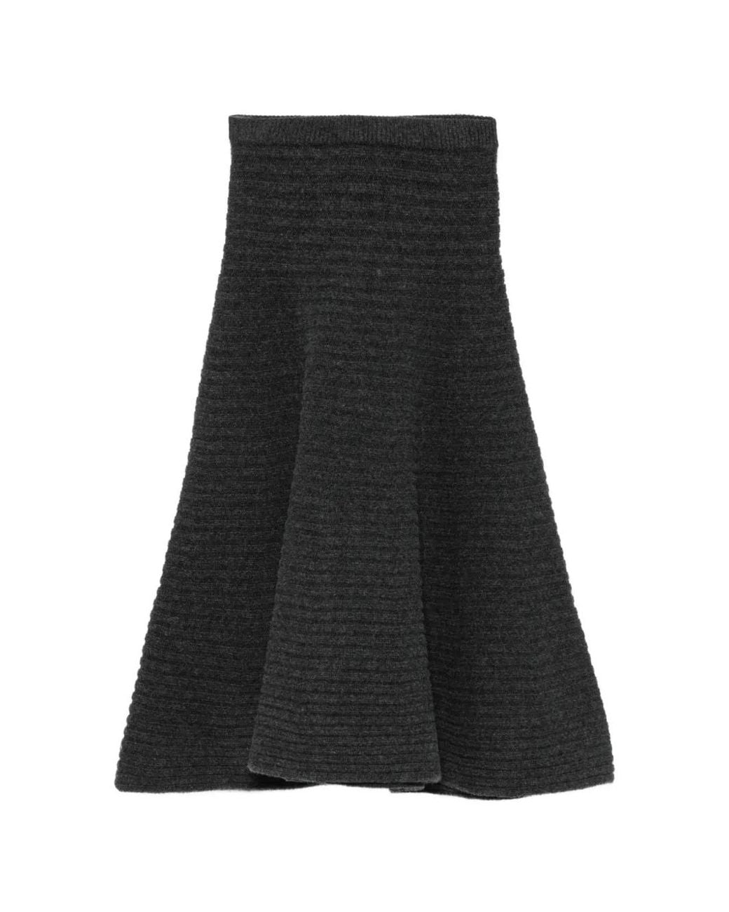 Christian Wijnants Black Ribbed-Knit Flared Skirt