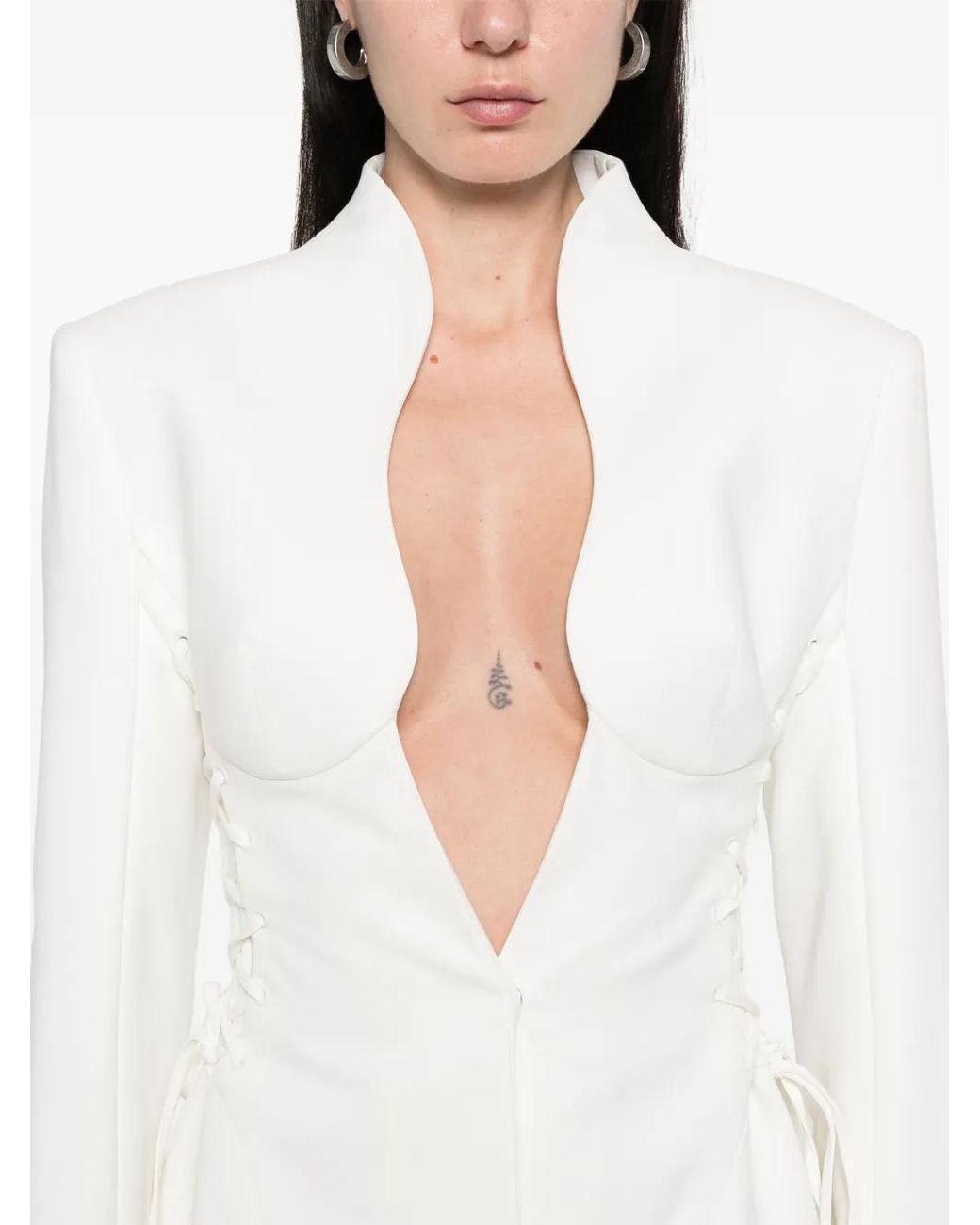Mugler White Laced-Up Jacket