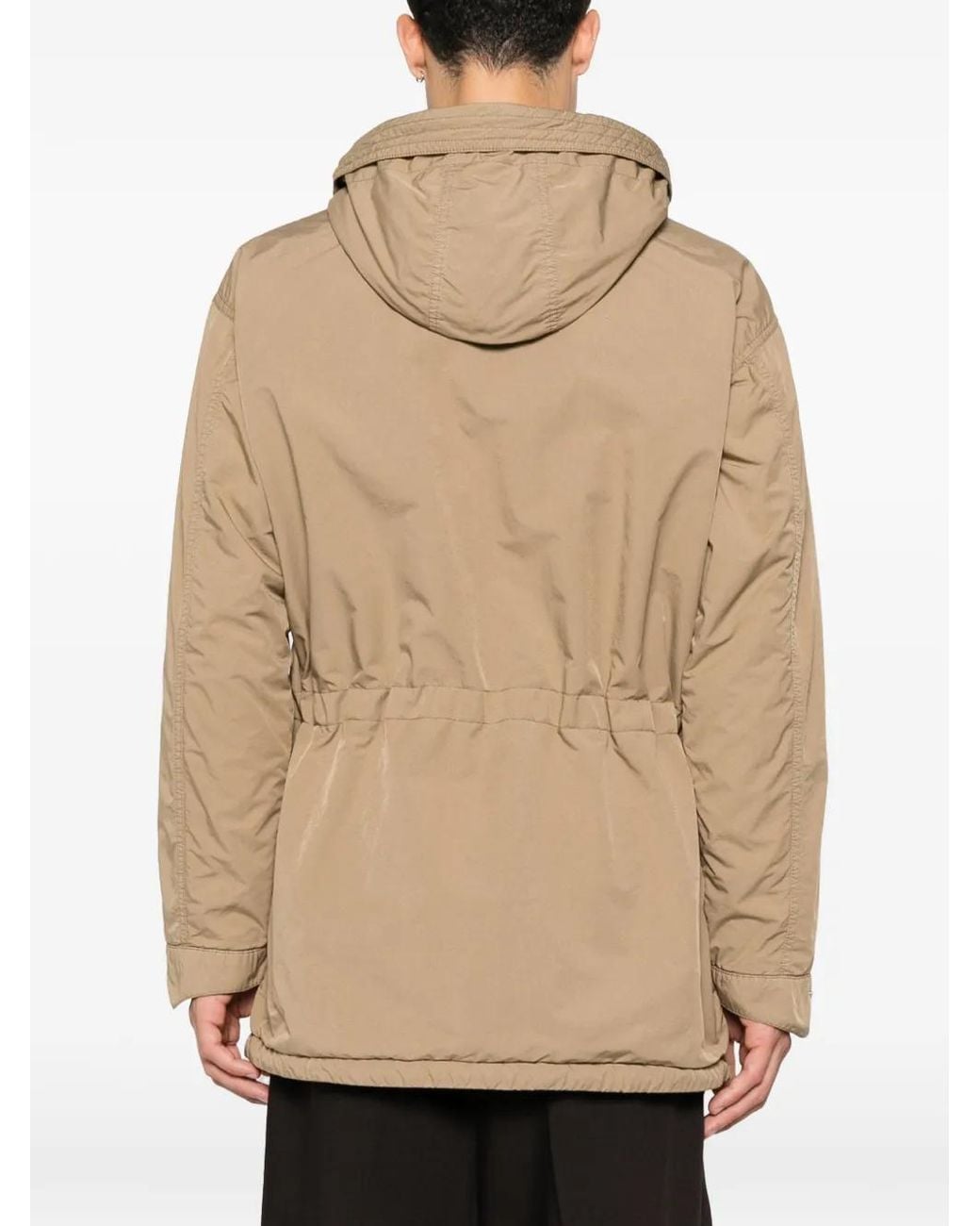Aspesi Natural Hooded Logo-Patch Jacket for men