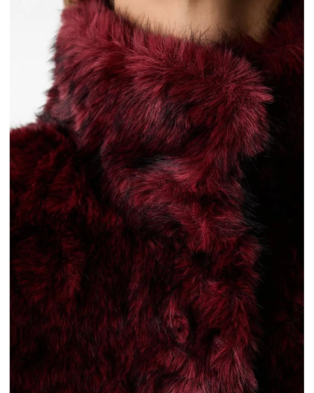 Silvian Heach Red Veste En Fourrure Artificielle À Col Montant