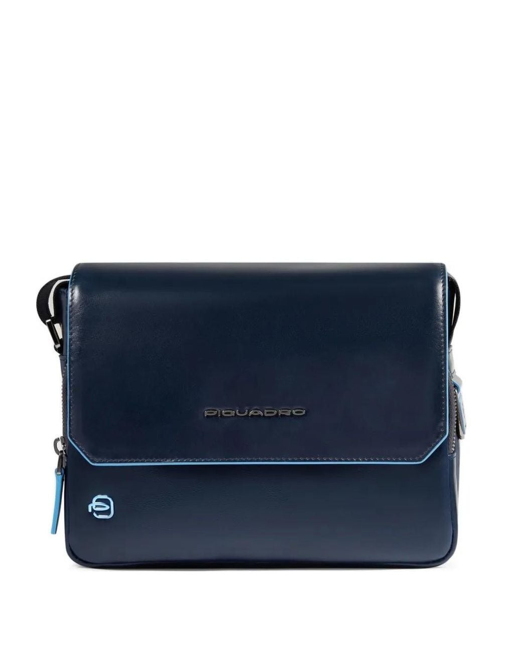 Piquadro Blue Square Leather Cross Body Bag for men