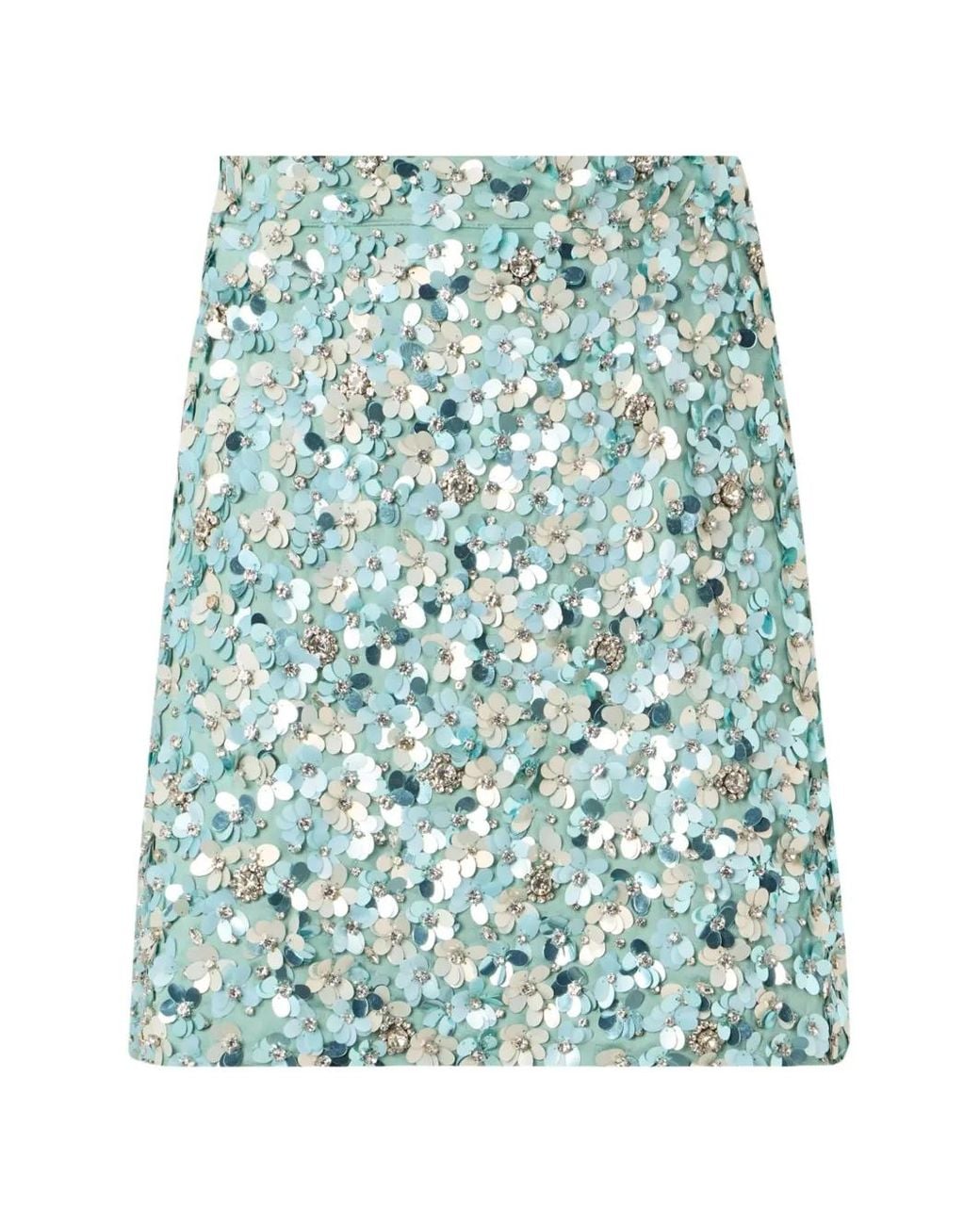 Paul & Joe Green Jolaine Sequin-Embellished Floral-Appliqué Mini Skirt