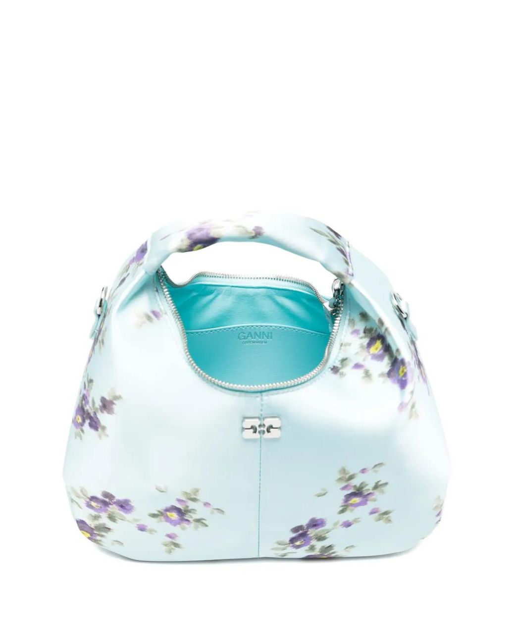 Ganni Blue Floral-Print Tote Bag