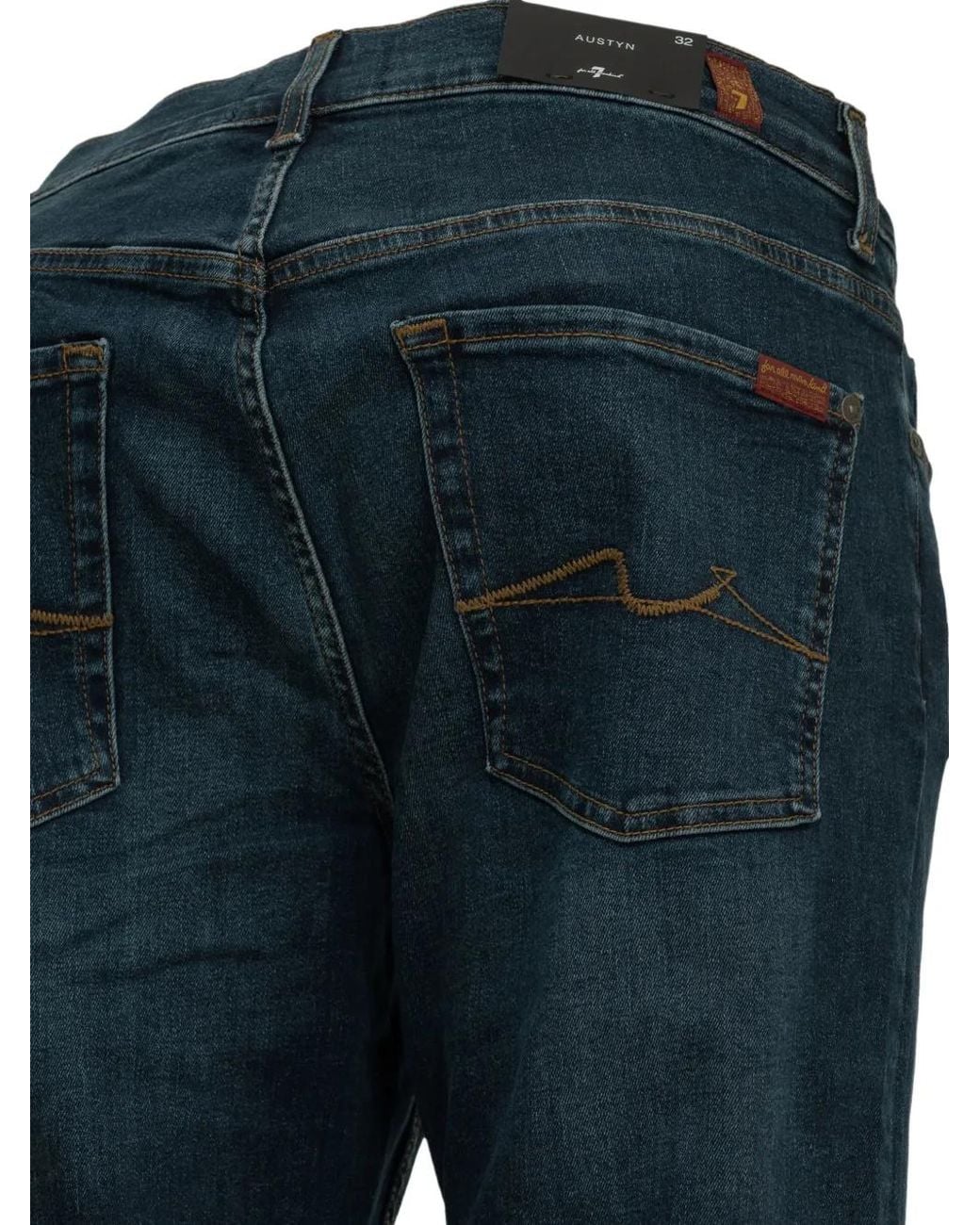 7 For All Mankind Blue Austyn Straight-Leg Jeans for men