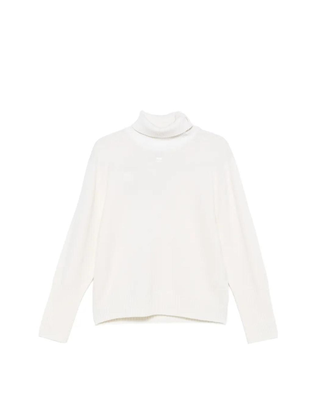Courreges White Zip-Neck Ribbed-Trim Sweater