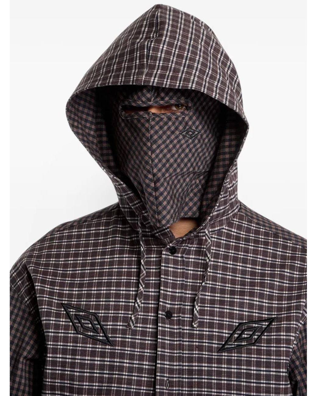Umbro Brown Plaid Hooded Jacket for men