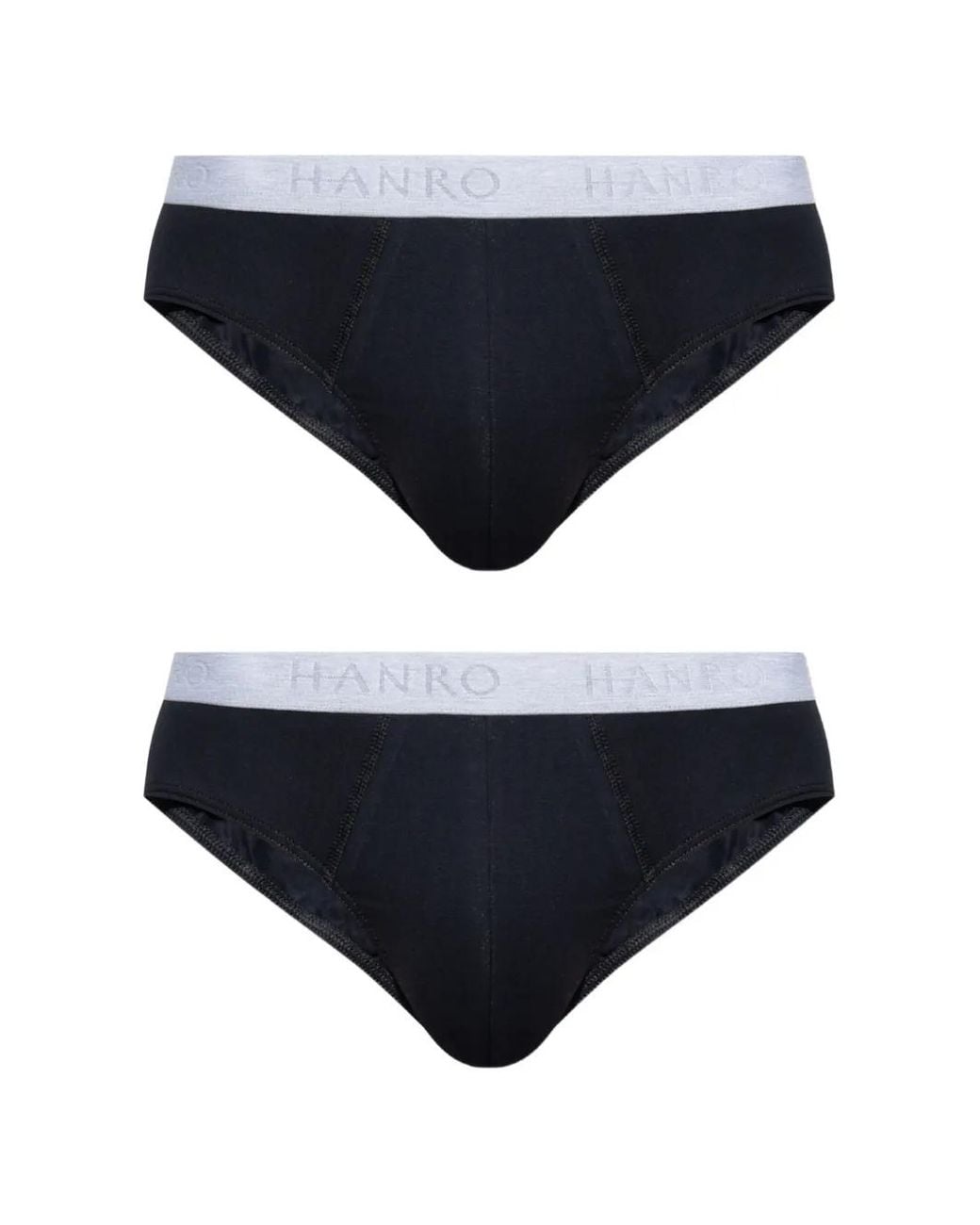 Hanro Black Logo-Waistband Briefs (Set Of Two) for men