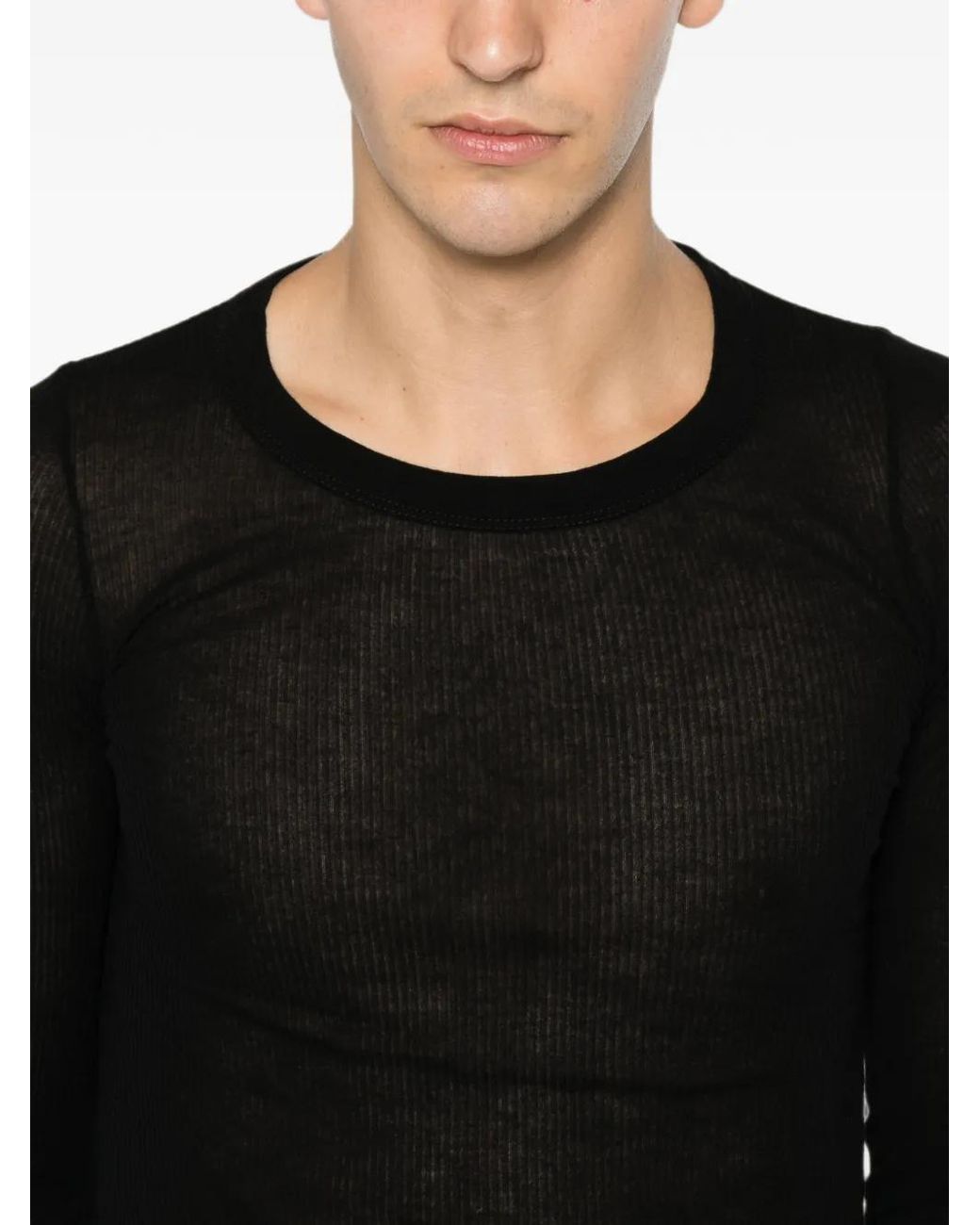 Rick Owens Black Tower Rib Long-Sleeved Tee for men