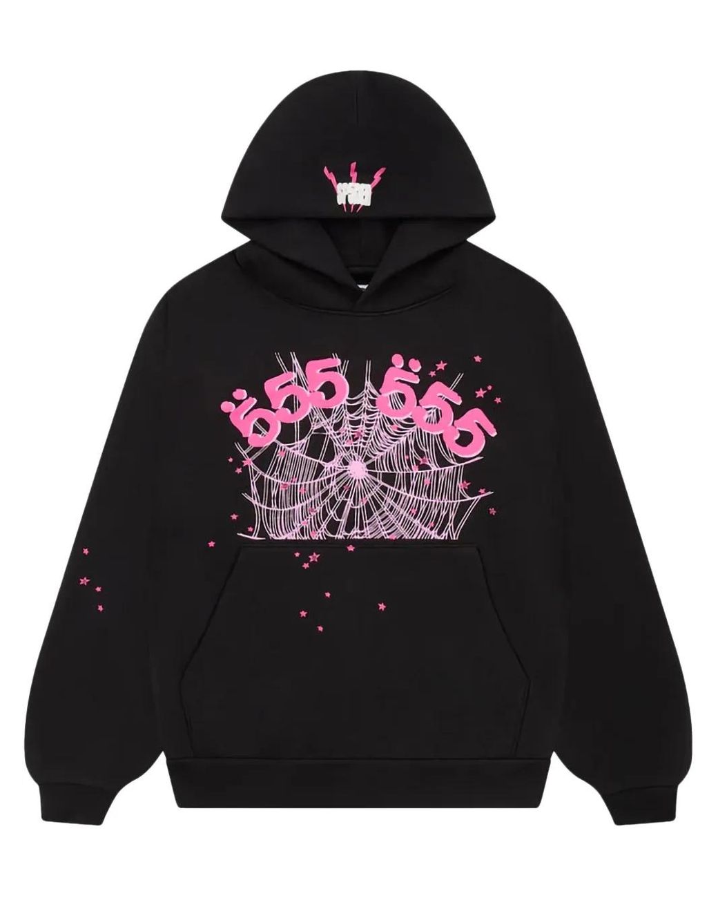 555 555 スパイダーウェブ パーカー ブラック sp5der-black-555-Web-blackpink