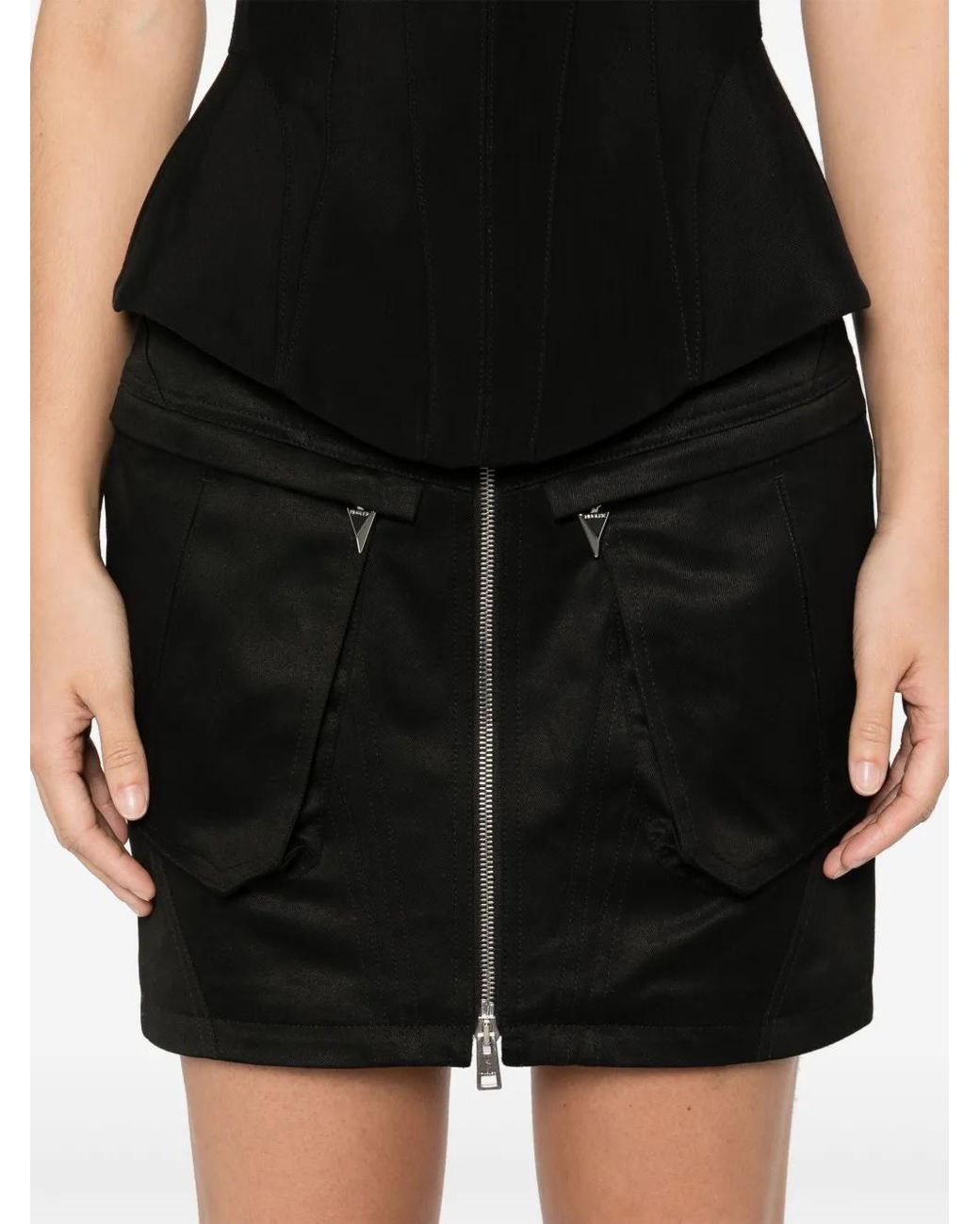 Mugler Black Cargo Mini Skirt