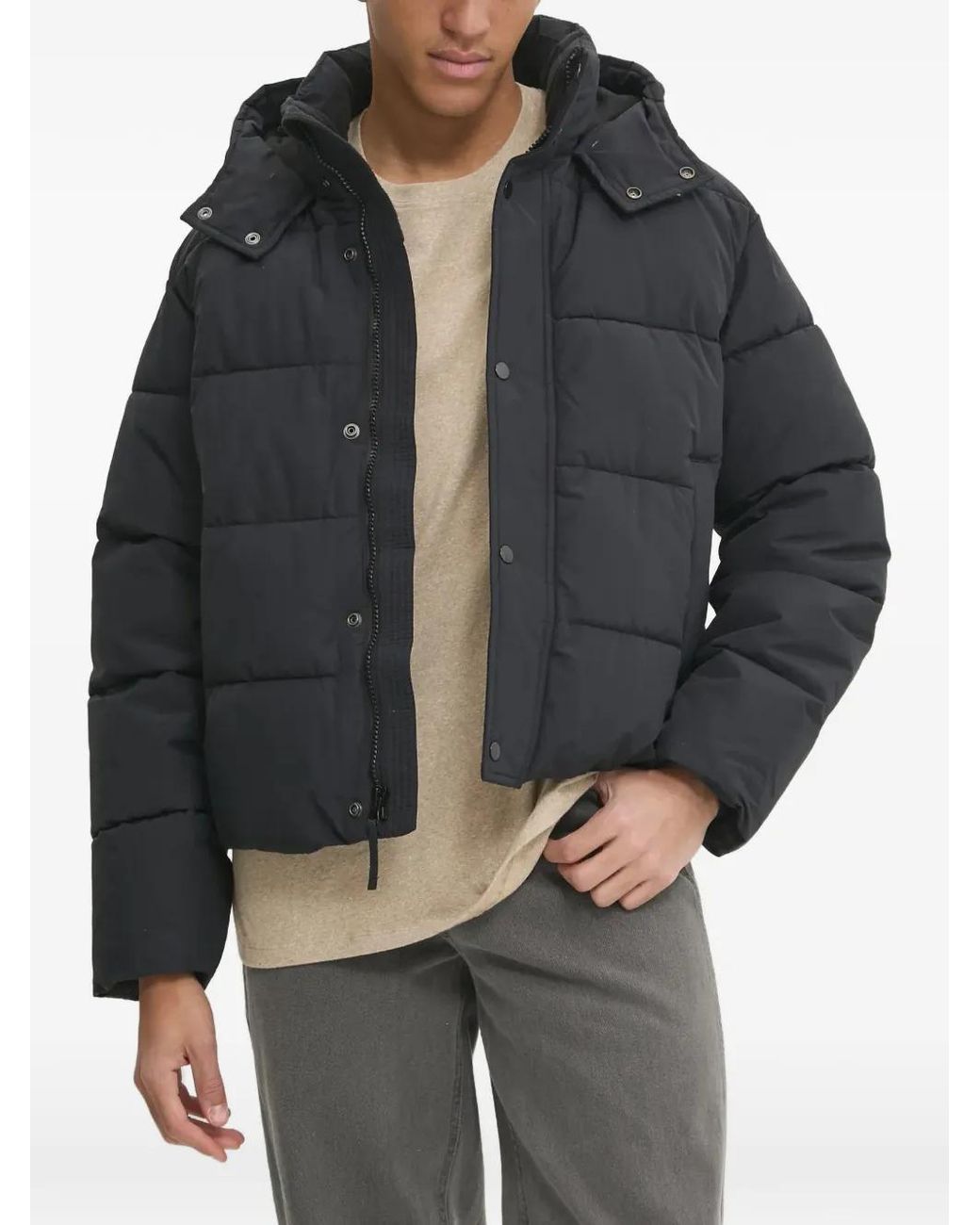 Abercrombie & Fitch Black Buttoned Hooded Jacket for men