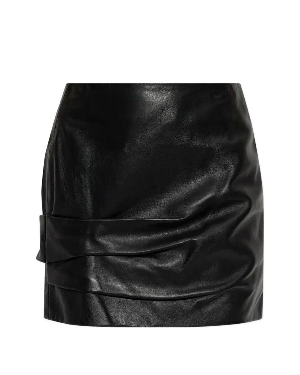 Isabel Marant Black Agnes Draped Leather Mini Skirt