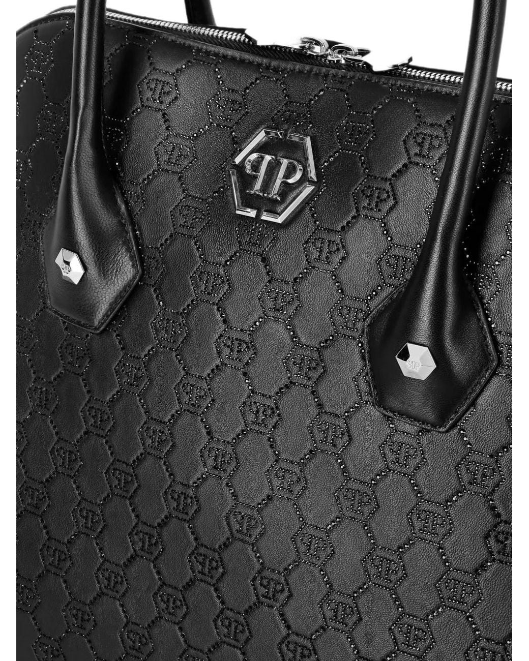 Philipp Plein Black Majestic Handbag Monogram Large