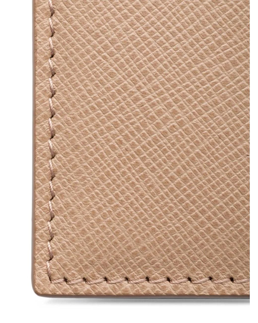 Prada Natural Saffiano-Leather Card Holder