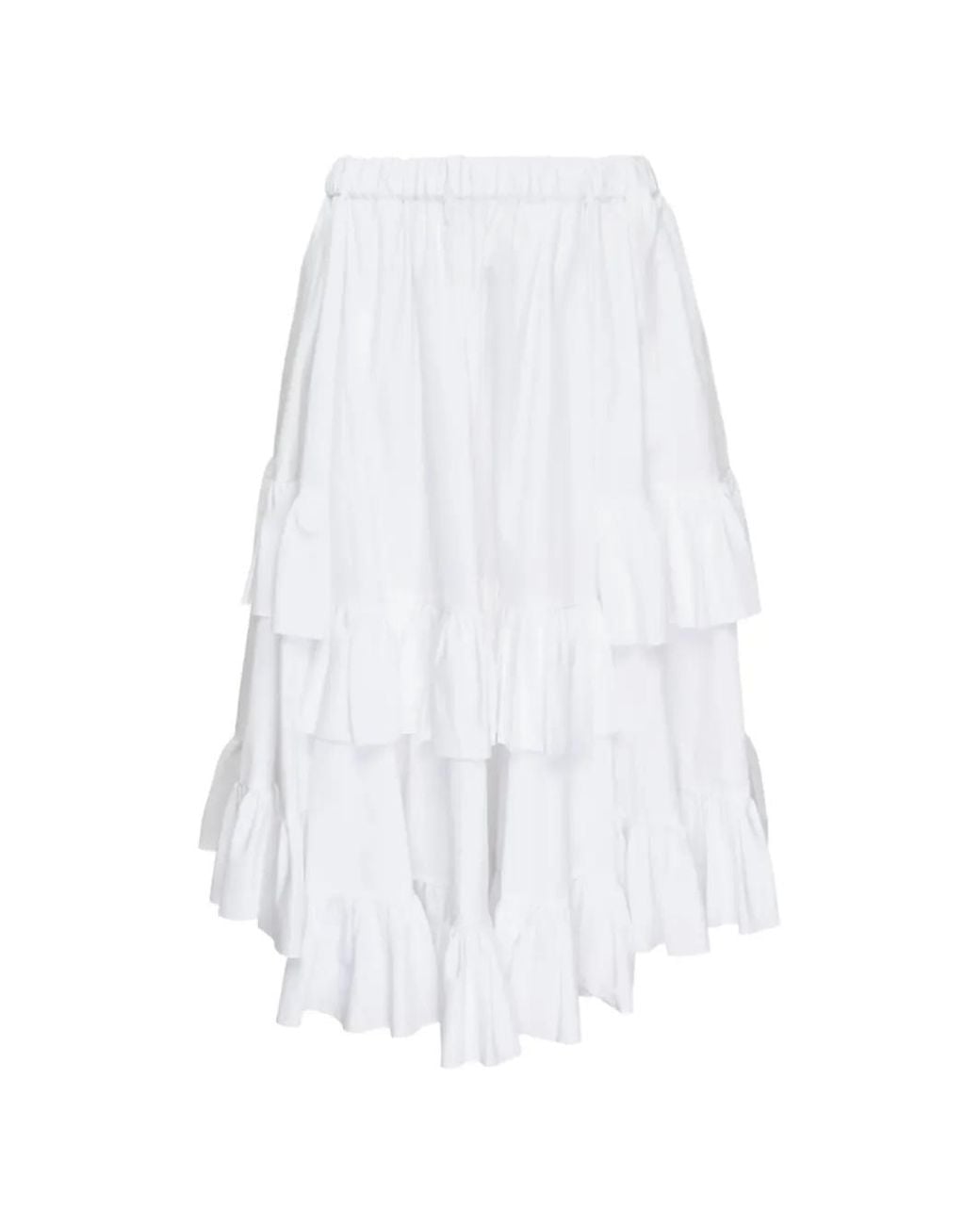 Comme des Garçons White Teiban Ruffled Cotton Midi Skirt