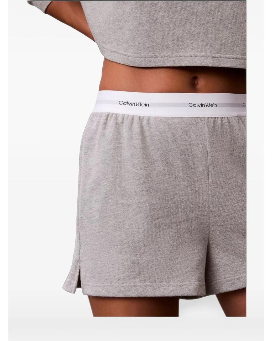 Calvin Klein Gray Logo-Waistband Cotton Pajamas